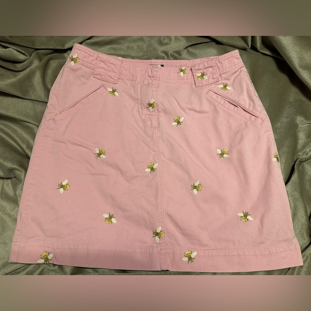 JCREW pink embroidered BEES SKIRT Size 6